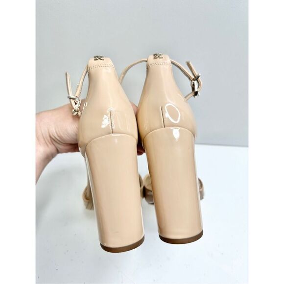 Sam Edelman Sandals Womens Size 9.5 Nude Faux Leather Ankle Strap Block Heel - Picture 8 of 10